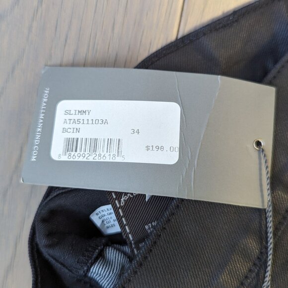 7 FOR ALL MANKIND SLIMMY SLIM STRAIGHT LEG SIZE 34 PANTS - Picture 4 of 5